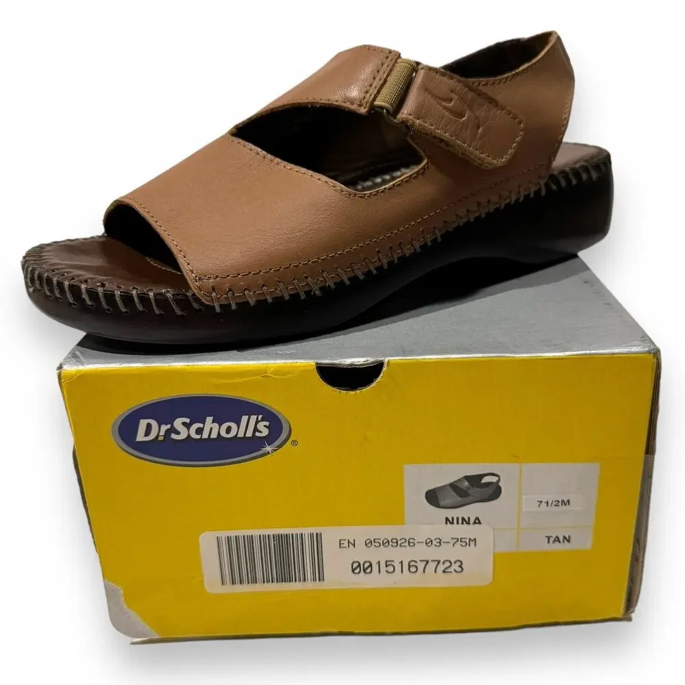 Dr. Scholls Nina Sandals Tan Side Strap Cut Out 7.5M